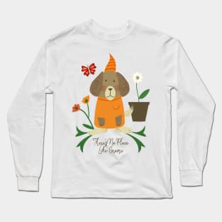 Dog Gnome and Butterfly Long Sleeve T-Shirt